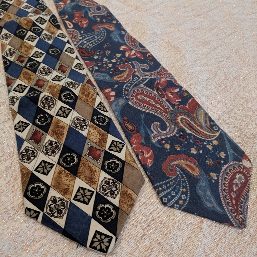2 Robert Stock vintage 100% silk patterned ties